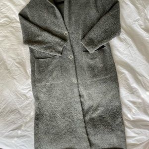 Zara gray knit duster with hood & 2 pockets size L